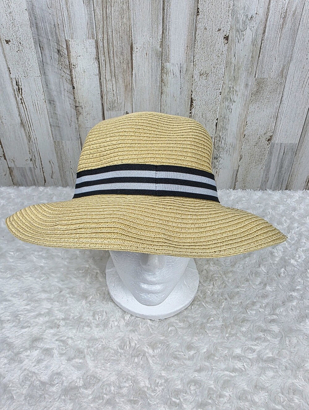 Talbots Paper Straw Woven Wide Brim Sun Hat Tan One Size